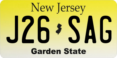 NJ license plate J26SAG