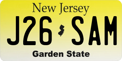 NJ license plate J26SAM