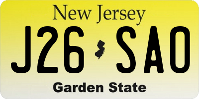 NJ license plate J26SAO