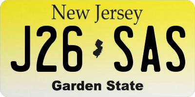 NJ license plate J26SAS