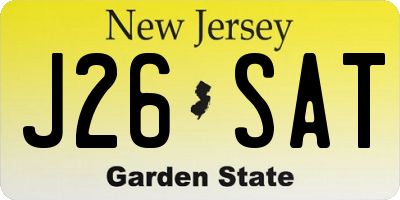 NJ license plate J26SAT
