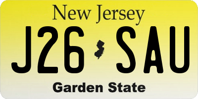 NJ license plate J26SAU