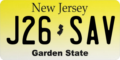 NJ license plate J26SAV