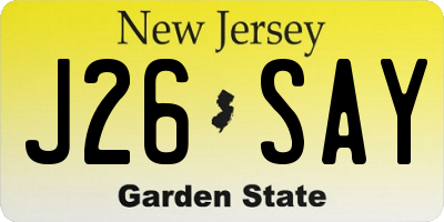 NJ license plate J26SAY