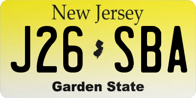 NJ license plate J26SBA