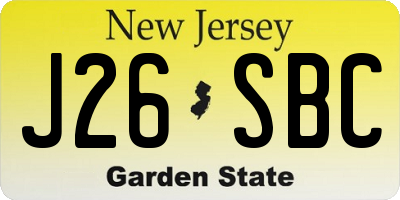 NJ license plate J26SBC