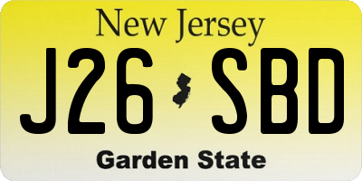 NJ license plate J26SBD