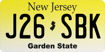 NJ license plate J26SBK