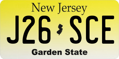 NJ license plate J26SCE