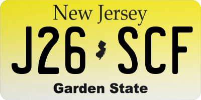 NJ license plate J26SCF