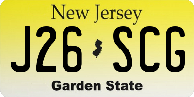 NJ license plate J26SCG