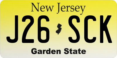 NJ license plate J26SCK