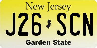 NJ license plate J26SCN