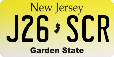NJ license plate J26SCR
