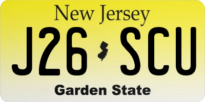 NJ license plate J26SCU
