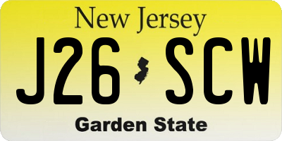 NJ license plate J26SCW