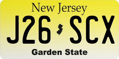 NJ license plate J26SCX