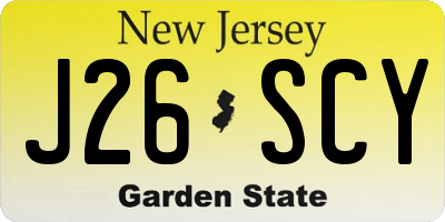 NJ license plate J26SCY