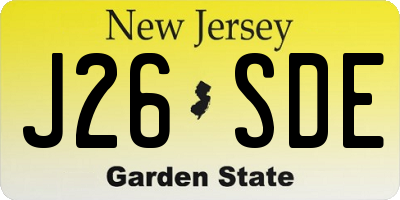 NJ license plate J26SDE