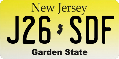 NJ license plate J26SDF