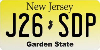 NJ license plate J26SDP
