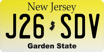 NJ license plate J26SDV