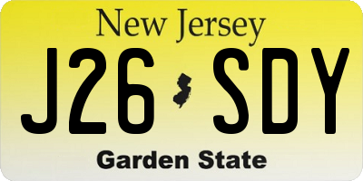 NJ license plate J26SDY