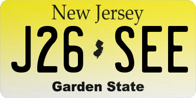 NJ license plate J26SEE