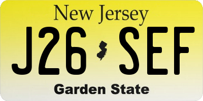 NJ license plate J26SEF