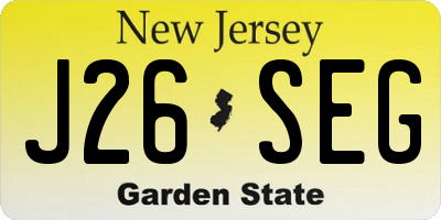 NJ license plate J26SEG