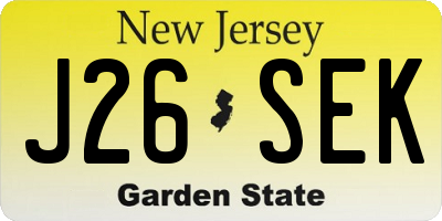 NJ license plate J26SEK