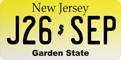 NJ license plate J26SEP