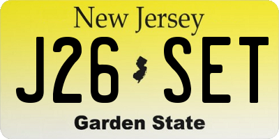 NJ license plate J26SET