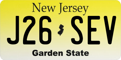 NJ license plate J26SEV