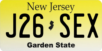 NJ license plate J26SEX