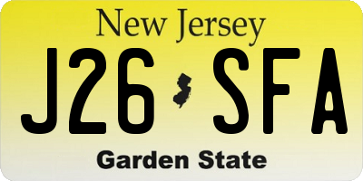 NJ license plate J26SFA