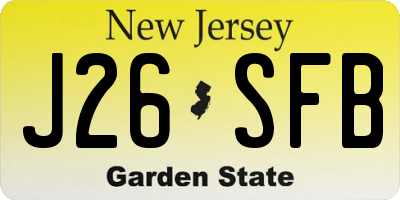 NJ license plate J26SFB