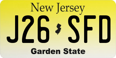NJ license plate J26SFD