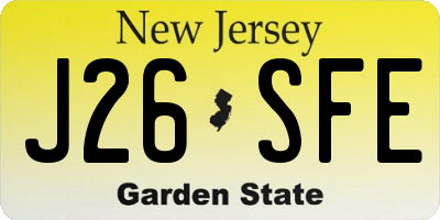 NJ license plate J26SFE