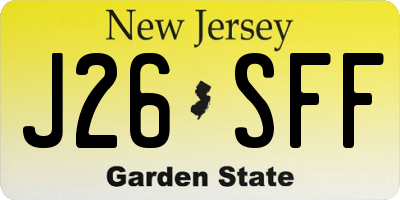 NJ license plate J26SFF
