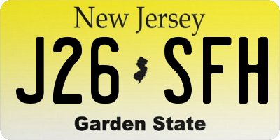 NJ license plate J26SFH