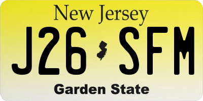 NJ license plate J26SFM