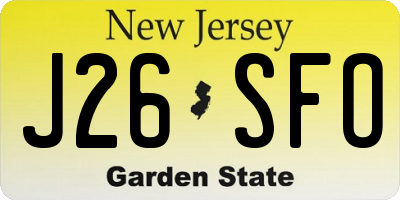 NJ license plate J26SFO