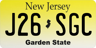 NJ license plate J26SGC