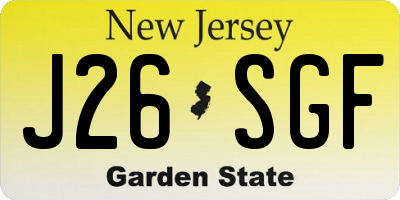 NJ license plate J26SGF