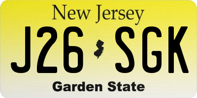 NJ license plate J26SGK