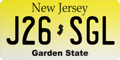 NJ license plate J26SGL