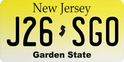 NJ license plate J26SGO