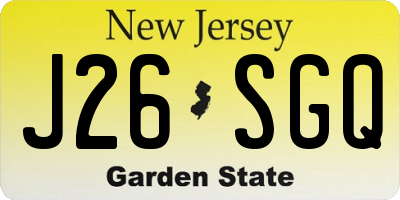 NJ license plate J26SGQ