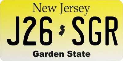 NJ license plate J26SGR